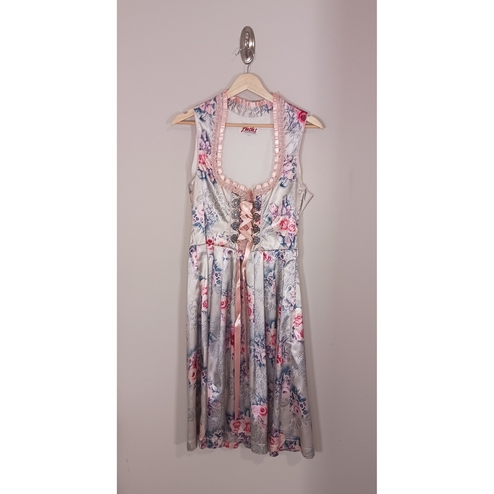 Fuchs Trachtenmoden Dirndl Dress Womens 40 Floral Oktoberfest German Bavarian